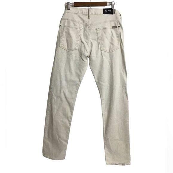 7 For All Mankind Slim Straight Leg Distressed Skinny Jeans New Defects Size 34 - Picture 2 of 14